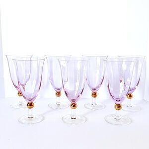 Royal Albert Old Country Roses Formal Pink Optic Glass Iced Tea Glasses Set of 7